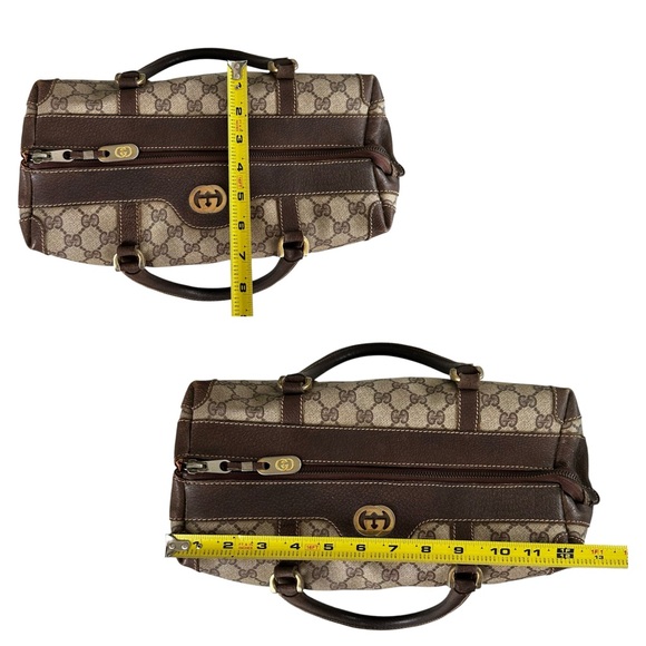 Authentic GUCCI GG Tan & Brown Monogram Leather Vintage Boston Bag - Picture 12 of 15
